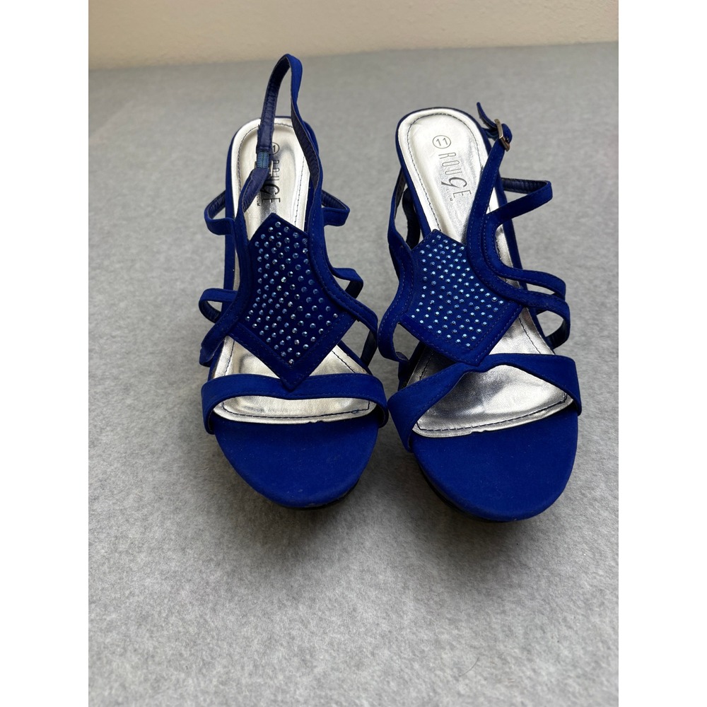 Rouge Helium Hustler-12 Royal Blue Rhinestone Platform Stiletto Sandals 11